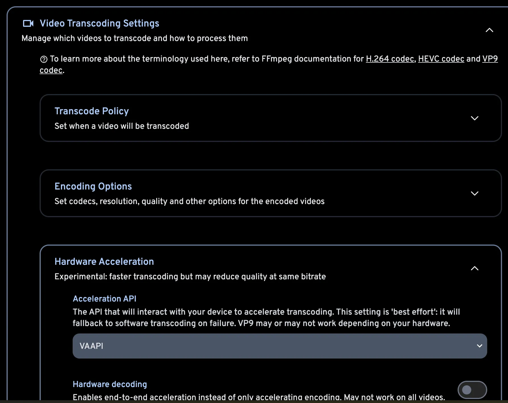 Immich Video Transcoding