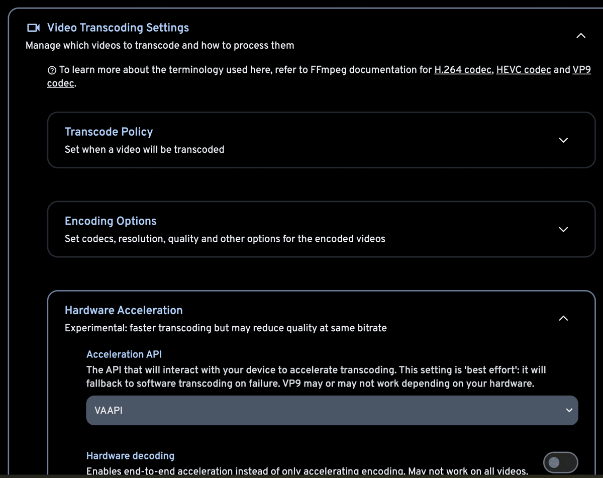 Immich Video Transcoding